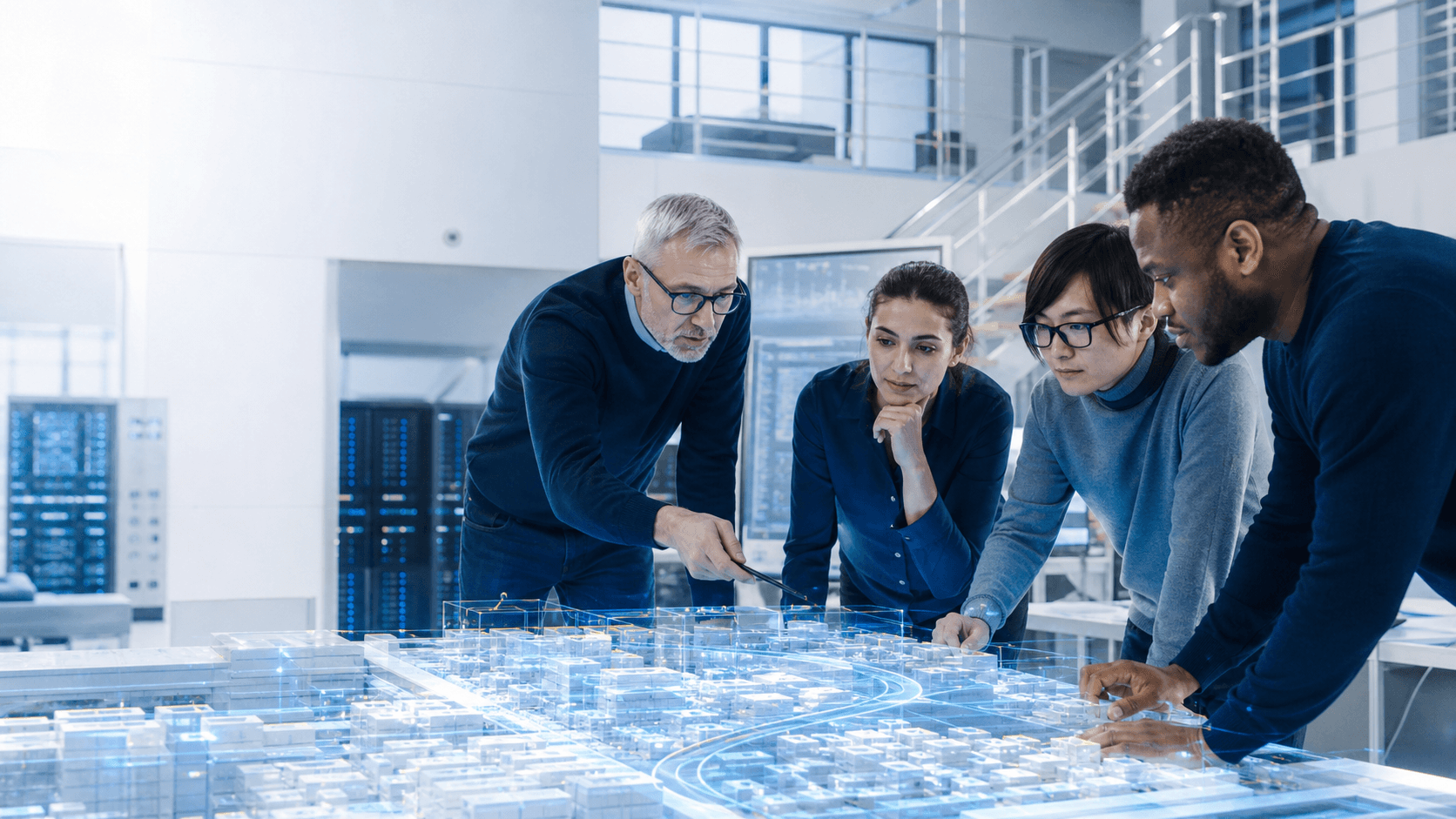 A multidisciplinary technology team collaborating around an intelligent systems model